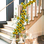 Uieke 3 Pack 7.5ft/Pcs Artificial Sunflower Garland Hanging Sunflower Vines with Green Leaves,Silk Flowers for Home Room Kitchen Garden Wedding Arch Bridal Baby Shower Party Outdoor Decor Medium