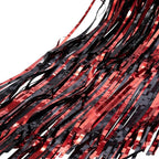 BRAVESHINE Tinsel Photo Backdrop Curtains - 2 Pack 3.2x8.2ft Black Red Foil Fringe Streamer Curtain for Halloweens, Lantern, Pumpkin, Home, Indoor or Outdoor Party Supplies Decorations