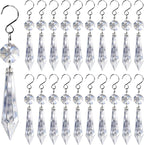 20PCS Clear Chandelier Icicle Crystal Prisms,55mm Chandelier Crystals Replacement,Crystals for Chandeliers with Hooks for Windows Wedding Lamp Decoration