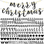 TaoBary 167 Pcs DIY Banner Kit Happy Birthday Glitter Banner Customizable Glitter Make Your Own Kit 162 Letters Symbols and Numbers 3 Rope for Birthday Halloween Wedding Christmas(Black)