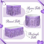 2 Pack Light Purple Table Skirts, 29x108" Metallic Foil Tinsel Fringe Table Skirts for Rectangle Tables Streamer Curtains Backdrop, Party Decorations for Birthdays Weddings Holidays