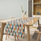 Mid Century Table Runner, Modern Style Retro Pattern Droplet Shapes Mosaic Tones Pattern Print for Home Kitchen Table Decor Dining Coffee Room Party Decor 13x36in
