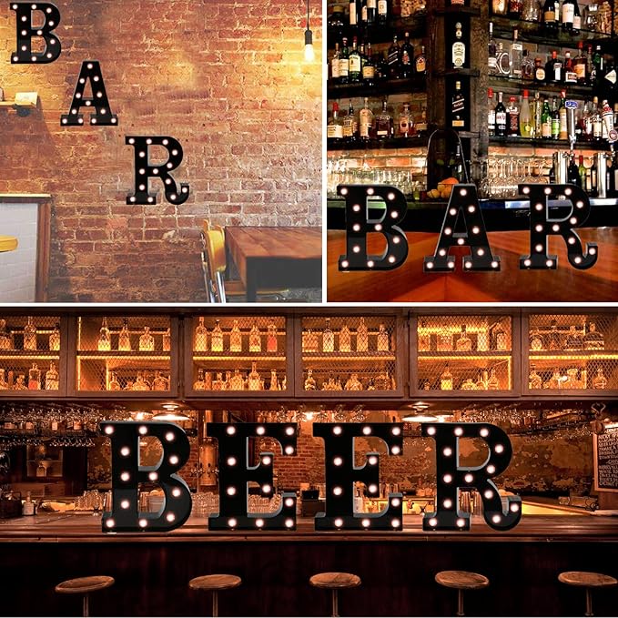 OYCBUZO Light Up Black Alphabet Marquee Letters Sign LED Marquee Number Lights Sign for Night Light Home Bar Christmas Lamp Birthday Party Wedding Decoration Q