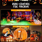 Fog Machine with LED RGB Lights, 800W Halloween Fog Machine with Remote Control, Pumpkin Smoke Machine 12 Colors Lighting Effect for Halloween Band DJ Show Club Outdoor Camping, 2 Pack