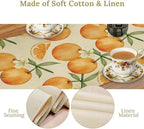 Spring Summer Orange Citrus Table Runner Watercolor Sweet Fruit Botanical Print Dinner Runner for Farmhouse Baby Shower Party Holiday Home Kitchen Dining Table Decor 13x36