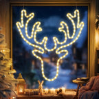 Christmas 32'' Large Reindeer Lights Decoration - 134LED Waterproof Christmas Outdoor Lighted Large Elk Sign for Wall Decor with Timer for Outdoor Home Party Wall Hanging Light