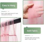 Tulle Backdrop Curtain with Lights String 10FT X 8FT Pink Sheer Tulle Backdrop Curtains for Wedding Birthday Party Reception Photo Booth Background Decorations (2 Panels 5x8FT)