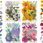 110P 4 Color Long Stem Dried Flowers for Crafts, Real Natural Pressed Flowers in Mixed Tones for Resin Art, DIY Crafts, Jewelry & Candle Decor – Tweezers Included