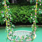 6FT Bendable Rose Vine Hanging Flower Garland Fake Floral Garland with Butterflies for Wall Decor Trellis Fence Home Room Decoration (Pink, 2pcs)