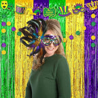 6 Pack Gold Green Purple Foil Fringe Curtains Backdrop, 3.28 x 8.2 Ft Metallic Streamers Tinsel Curtains Background for Photo Booth, Birthday, Weddings, Carnivals, Graduation, Themed Party Decorations