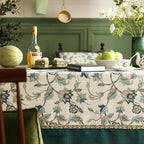 patdrea Designer Green Linen Rectangle Tablecloth,Vintage Floral Pattern Breathable Table Cloth,Home Table Cover Decor for Kitchen Dining,Christmas,Thanksgiving,Holiday,Tea Party,55"x87"-Noah