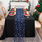 Snowkingdom Christmas Table Runner, Navy Blue Snowflake Cheesecloth Sheer Chiffon Gauze Table Runner, 120 Inch Seasonal Winter Holiday Kitchen Dining Decorations for New Year Home Party Decor
