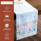 Maison d' Hermine Table Runner 100% Cotton Single Layer Table Runners 108 inches Long Decorative for Home Kitchen Dining Party Baby Shower Wedding Bridal Shower Spring Summer (Ibiza, 14.50" x 108")