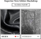 Outpain Thick 30 ft x 10 ft Black Sequin Backdrop Curtain for Parties, Wrinkle Free Glitter Photo Backdrop Drapes 6 Panels 5x10ft Black Back Drop Cloth for Wedding Christmas Photography Background