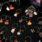 Inbagi 24 Pcs Halloween Wine Glass Charms Halloween Enamel Wine Charms Pendant Pumpkin Witch Hat Broomstick Mummy Castle Glass Markers Drink Identifier for Stem Halloweens Birthday Party Supply