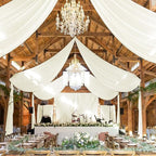 6 Panels Ivory Ceiling Drapes for Wedding 5ftx30ft Sheer Drapery Chiffon Fabric Arch Draping Curtains for Party Ceremony Birthday Baby Shower Reception Stage Ceiling Decorations