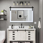 COGOOD Farmhouse Bathroom Mirror - 41" x 30" Rustic Barn Door Mirror for Living Room, Entryway, Bedroom, Vanity Wall Decor (Pure White)