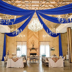 DUOBAO Royal Blue 5x20ft Chiffon Drapes | 6pc Elegant Sheer Wedding Backdrop Curtains | Perfect for Tent, Banquet Hall, and Photography
