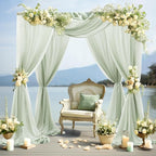 30" x 20Ft Wedding Arch Draping Fabric, 2 Panels Sage Green Sheer Curtain Drapes Extra Wide & Long Backdrop Curtains for Wedding Arch Ceremony Birthday Party Decorations