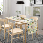 Colorful Geometric Table Runner,Vintage Mid Century Cute Cat Abstract Morden Print Tablecloth Burlap for Hotel Indoors Outdoor Dining Room Kitchen Home Decor, 13x108in