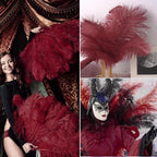 NEWONG 30pcs Wine red Ostrich Feathers Natural Bulk 9-12in（23-30cm） Vase Craft Wedding Home Party Centerpieces Christmas Day Decoration