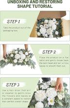 Faux Flower Swag Set of 2 for Wedding Welcome Signs Floral Swag Wedding Reception Ceremony Signs Decor (A-White)