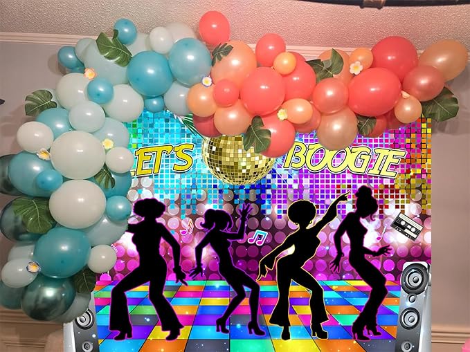 Disco Backdrop 7 x 5 ft Retro Glow Party 70s 80s 90s Theme Stage Dance Background Disco Party Decoration Disco Ball Banner Dance Backdrop for Birthday Party Prom Portrait Photo Props Polyester, Multi