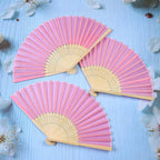Aneco 18 Pieces Pink Handheld Cloth and Bamboo Folding Fans for Wedding Decoration, Church Gifts, Party Favors, DIY Decoration