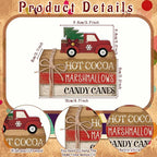 4 Pcs Christmas Table Decorations Red Truck Winter Tiered Tray Decorations Rustic Merry Christmas Table Centerpiece Wooden Books Signs for Office Shelf Classroom Tabletop Bookshelf
