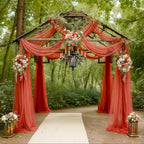 Arch Drapes for Wedding Arch Draping Fabric Terracotta Sheer Backdrop Curtain for Ceremony Bridal Party Decor 19Ft Length x 28" Width 4 Panels
