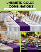 Pureegg Purple Plastic Table Runners - 10 Pack, 14'' x 108'', Water Resistant & Disposable Centerpiece Decorations for Table Cloth, Wedding, Birthday, Holiday, Baby Shower, Party, Home Decor