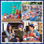 Patriotic/ 4th of July Metal Sign Rustic Table Decor Holiday Tiered Tray Decor with Wooden Base Freestanding Metal Word Sign for Home Tabletop Centerpiece Mantel Shelf Fireplace