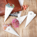 GWHOLE 100 Pcs Rose Confetti Petal Cone for Wedding Party, White