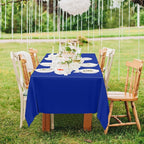 12 PCS Waterproof Plastic Table Cloth, Blue Rectangle Disposable Table Cover, Table Cloth Rectangle Table, 54 X 108 IN Wrinkle-Resistant Smooth Tablecloth for Parties Weddings Picnics Decorations