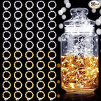 Aogist 50 Pack Fairy Lights 3 Modes 7ft 20 LED Waterproof,Silver Wire Firefly Starry Moon Mini String Lights for Mason Jars Christmas DIY Crafts Wedding Party Bedroom,Cool White&Warm White