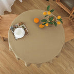 NLMUVW Round Linen Tablecloth 48 Inch, Tan Table Cloth Farmhouse Water Resistant Decorative Table Cover for Dining Kitchen Cafe Party