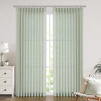 Vision Home Soft Green Pinch Pleated Semi Sheer Curtains Textured Linen Blended Light Filtering Window Curtains 102 inch for Living Room Bedroom Patio Pinch Pleat Drapes with Hooks 1 Panel 60"Wx102"L