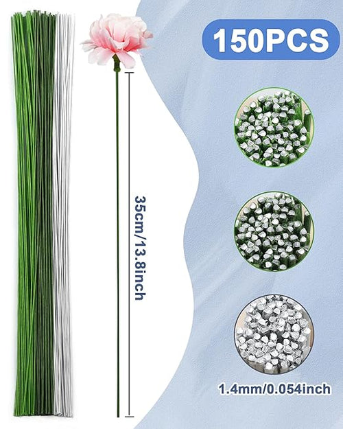 120 PCS FIVEIZERO 18 Gauge MixColor Floral Wire Stems for Artificial Flower Making,Florist Wire,Flower Wires for Crafts,Alambre para Flores for Wreaths, Flower Arrangements and DIY Projects