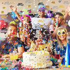VHUWE Happy Birthday Confetti, 1.6 oz Black Gold Silver Cake Balloon Star Goblet Bottle Glitter Confetti for Happy Birthday Party Decorations Boys Girls Kids Women Men Birthday Table Decorations