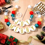 Giant Friendship Bracelet Garland Kit, DIY Birthday Banner with Letters Ball Jumbo Customizable Friendship Bracelet Decor for Halloween Christmas Wedding Party(Red, Green, White)