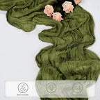 12 Pack Olive Green 10FT Cheesecloth Table Runner Rustic Gauze Cheese Cloth Table Runner for Wedding Bridal Baby Shower Table Decorations Boho Fabric Sheer Birthday Party Decor 20 x 120 Inch Long