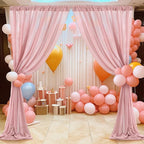 PARTISKY 10ftx10ft Dusty Rose Chiffon Sheer Backdrop Curtains, Wrinkle-Free Wedding Backdrop Drapes for Birthday Party Ceremony Arch Stage Decor Background for Photography 5ft x 10ft,2 Panels