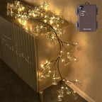 Fudios Lighted Garland Flowers for Mantle with Timer Battery 48 LED 6ft Vine Garlands for Decor with Flowers and Lights for Summer Wedding Party