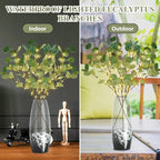 Lighted Artificial Eucalyptus Branches with Timer, Light Up Eucalyptus Branches 33in 99 Led, Battery Powered Vase Lights, Greenery Plant for Home Christmas Party Wedding Decor Indoor Outdoor