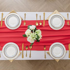 12Pack 9ft Chiffon Table Runner 14x108 Inch Sheer Romantic Table Runner for Wedding Birthday Party Bridal Shower Outdoor Decoration-Red