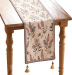 ISAENNE Designer Light Beige Linen Table Runner 102 Inches Long,Vintage Floral Wrinkle Resistant Decor Table Runners for Dining Tables,Christmas,Thanksgiving,Kitchen Tables,12"*102"-Helena A