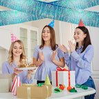 Iridescent Birthday Decorations Tinsel Garland Parade Float Decorations for Trailer 4Pack 12FT Christmas Party Decor Ceiling Fringe Banner Silver Backdrop for Streamers Party Decorations