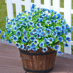 HyeFlora Artificial Flowers for Outdoor Indoor Garden Home Decoration, Faux Flower Daisy with Eucalyptus Leaves Fake Plants Greenery Boxwood Porch Patio, 12 Bundles (Blue)