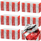 6 Pack 29 x108 Inch Red Silver Wave Foil Fringe Table Skirts Metallic Banner for Tinsel Streamer Garland Backdrop for Parade Floats, Mother's Day, Easter, Wedding, Birthday Party Decoration