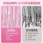 2 Pack Light Pink Foil Fringe Backdrop Curtains, Tinsel Streamers Birthday Party Decorations, Fringe Backdrop for Graduation, Baby Shower, Gender Reveal, Disco Party